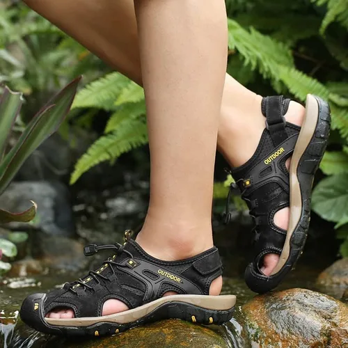 Vista 8 de LUODENGLANG Men's Sport Sandals Outdoor Hiking Sandals Closed Toe Water Sandals Casual Lightweight Summer Breathable Beach Shoes