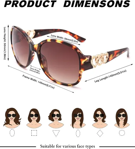 Vista 4 de Pro Acme Gafas de sol de moda de gran tamaño para mujer, lentes de sol de marco grande UV400 para mujer
