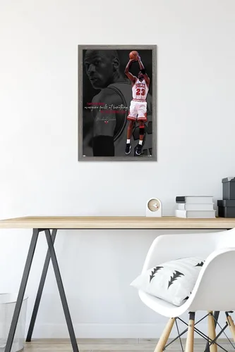 Vista 6 de Trends International Michael Jordan - Póster de pared con texto en inglés «Can't Accept Not Trying», 14.725 x 22.375 pulgadas, versión enmarcada