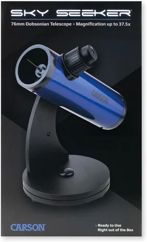 Vista 5 de Carson SkySeeker - Telescopio reflector newtoniano con soporte dobsoniano, 15-37.5X, azul (JC-200) con soporte Dobsonian: incluye múltiples