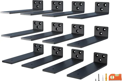 Vista 8 de NEODROP Paquete de 4 soportes de estante flotante de 6 pulgadas, soportes de estante ocultos de alta resistencia para estante pequeño, estante