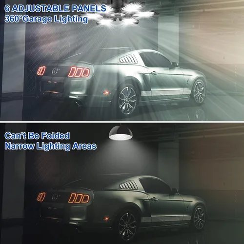 Vista 2 de Paquete de 6 luces de garaje de 220 W LED deformables para taller E26 E27 tornillo en garaje
