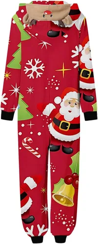 Vista 4 de PUTEARDAT Ladies Nightgowns,Fashionable Family Christmas Pajamas Set Cane Candy Gift Print Classic Matching Pajamas