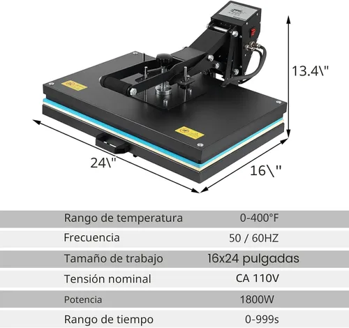Vista 2 de SmarketBuy -Prensa de calor mejorada 16x24 pulgadas, máquina de prensa de alta presión con carcasa 1800W, gran prensa de calor con placa inferior