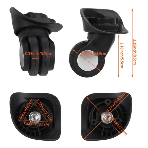 Vista 3 de 2 pares de ruedas de repuesto para equipaje 360 ruedas giratorias de maleta doble 1.22 x 1.06 pulgadas W024
