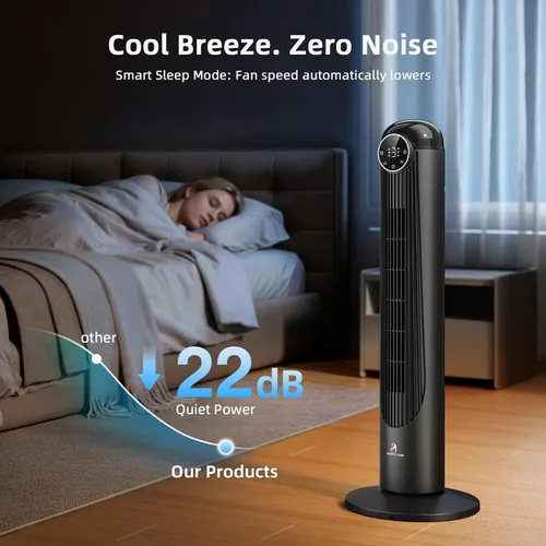 Vista 4 de Antarctic Star T36 Tower Fan-36 Inch, Bladeless Oscillating Fan with Remote, 6 Speeds & 4 Modes, LED Display, 9H Timer, Quiet Floor Standing Fan for