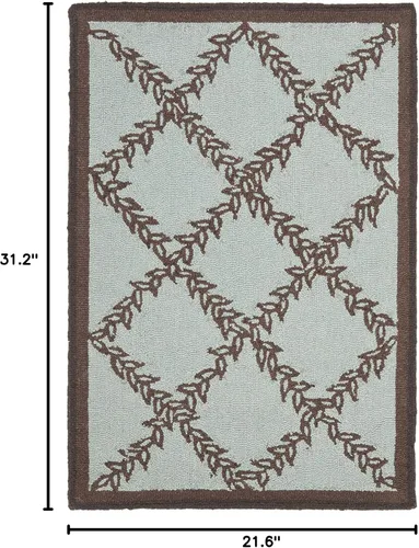 Vista 2 de SAFAVIEH Colección Chelsea - Alfombra decorativa de 1'8" x 2'6", azul y marrón, lana de estilo campestre francés tejida a mano, ideal para áreas