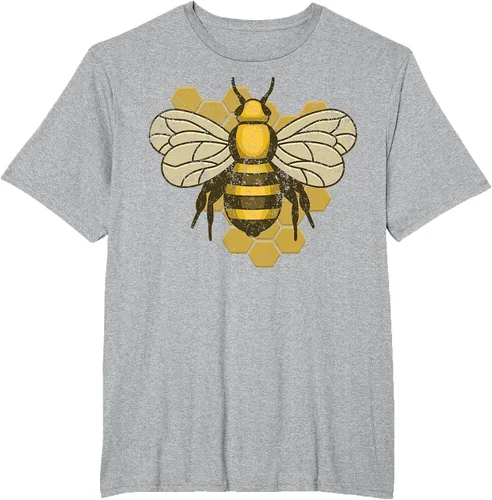 Vista 26 de Retro Beekeeper Beekeeper Honey Bumblebee Vintage Saves Bees T-Shirt Asphalt Grey