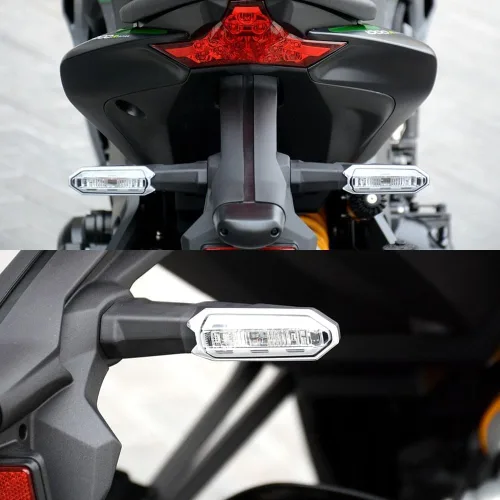 Vista 5 de ESPEEDMTC - Luces traseras para Kawasaki KLZ KLE Versys 650 1000, intermitentes, luces traseras de cambio de luz delantera y trasera, intermitente