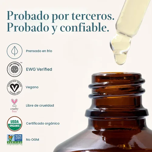 Vista 5 de Cliganic - Aceite de argán orgánico 100 % puro para cabello, cara y piel Aceite portador prensado en frío