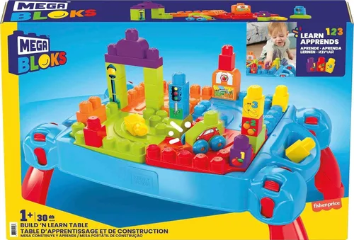 Vista 6 de Mega Bloks First Builders Build 'n Learn - Mesa con bloques de construcción grandes, juguetes de construcción para niños pequeños (30 piezas)