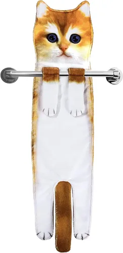 Vista 22 de Divertidas toallas de mano – Lindas toallas colgantes y toallas de cara para decoración de gatos, súper absorbentes, suaves, inauguración