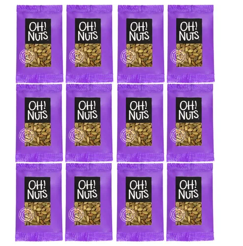 Vista 12 de Oh! Nuts Bocadillos individuales de nueces saladas tostadas de almendras para llevar, 12 prácticos bocadillos de nueces para la escuela, variedad