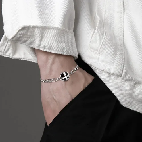 Vista 4 de ADMETUS 925 Sterling Silver Amulet Bracelet Cross Bracelet for Men with 72 Adjustable Chain