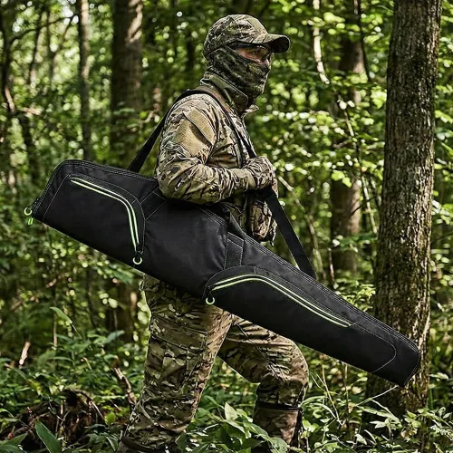 Vista 4 de Funda táctica para rifle con visor y escopeta, suave y acolchada Fit 38/42/46/50inch , 2 Accessory Pockets Adjustable Shoulder Strap