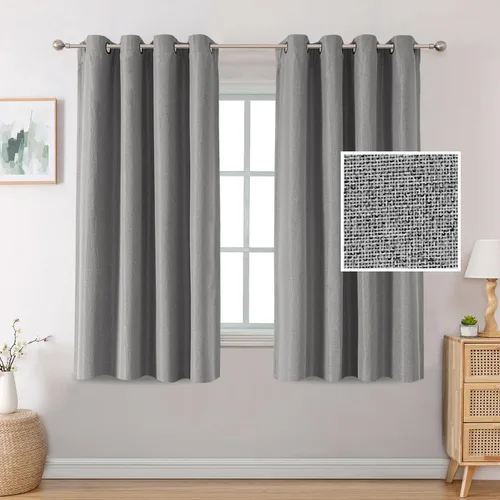 Vista 47 de H.VERSAILTEX Cortinas opacas de lino de 45 pulgadas de largo para dormitorio/sala de estar con aislamiento térmico con ojales, cortinas de lino