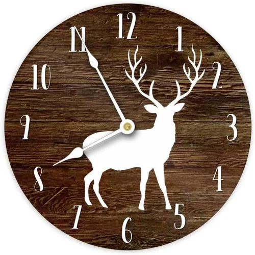 Vista 9 de ASL - Reloj de pared de grano de madera de 10 pulgadas, reloj de pared de arco iris, funciona con pilas, sin tictac, reloj de madera vintage