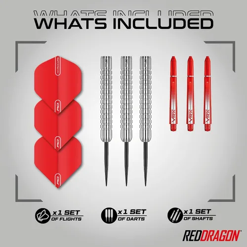 Vista 2 de RED DRAGON Hell Fire A 0.78 oz, 0.85 oz - Juego de dardos de punta de acero de tungsteno con vuelos y ejes