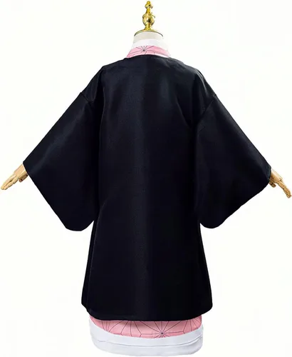 Vista 2 de Kamado Nezuko - Disfraz de cosplay para niños, conjunto de kimono de anime Demon Slayer