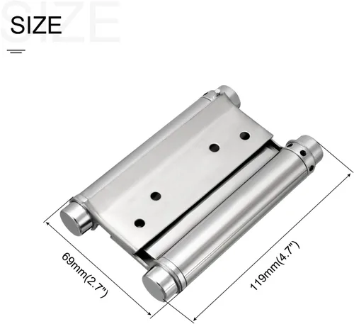 Vista 2 de METALLIXITY Bisagras de resorte de doble acción (4 pulgadas), 2 unidades, bisagra de puerta de cierre automático de acero inoxidable con ajuste