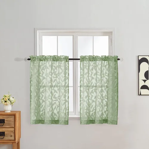 Vista 68 de Gwine - Cortinas traslúcidas color verde salvia de 96 pulgadas de largo, 2