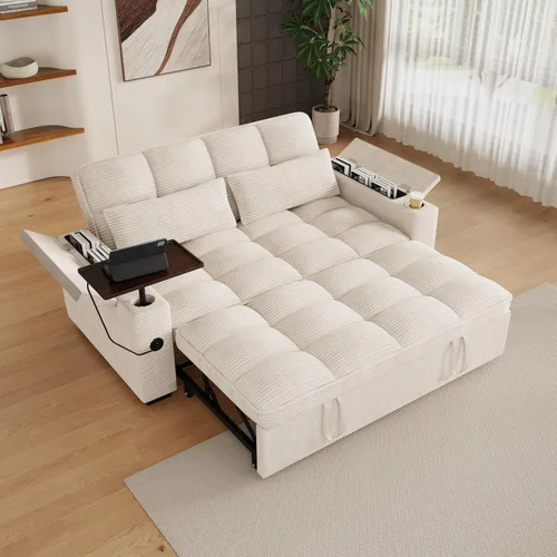 Vista 14 de KEIKI 65" 3-in-1 Sofa Bed, Folding Chenille Loveseat Sleeper with USB