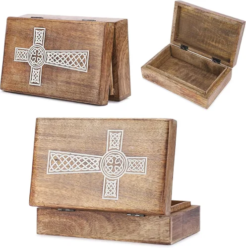 Vista 10 de Ajuny Cajas de Joyería de Madera Cajas Decorativas Antiguas con Tallado del Árbol de la Vida para Decoración de Mesa de Centro Regalo de Cumpleaños