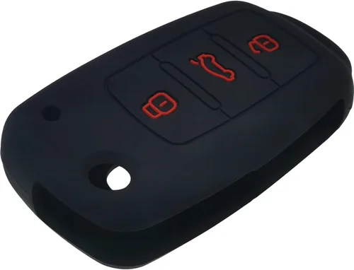 Vista 4 de 2 fundas de silicona con tapa para llavero de 3 botones, protector sin llave compatible con VW Volkswagen Passat CC Tiguan Touareg Eos Eurovan Golf