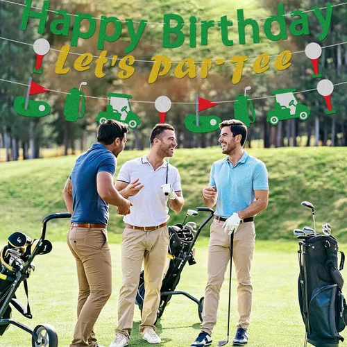 Vista 5 de Cartel de cumpleaños de decoración de golf, suministros de decoración de fiesta temática de golf, decoración de fiesta temática de cumpleaños