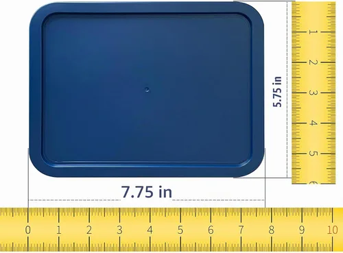 Vista 2 de Tapas de repuesto para recipientes de vidrio Pyrex para almacenamiento de alimentos de 3 tazas, (7.75 x 5.75 pulgadas), tapas rectangulares de Azul