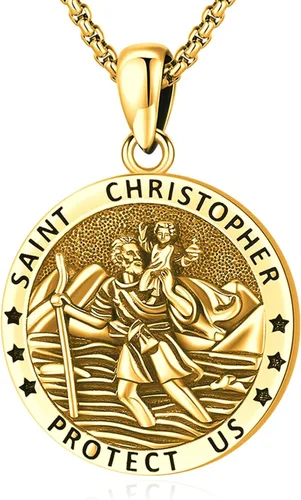 Vista 12 de Collar de San Patrono de Plata de Ley 925 St 01-Virgen María-Oro