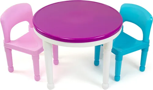 Vista 2 de Juego de mesa de actividades para niños 2 en 1 de plástico compatible con LEGO y 2 sillas Tot Tutors CT642, colores brillantes, Plástico, Brillante