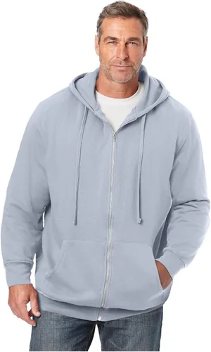 Vista 24 de KingSize - Chaqueta de forro polar con capucha y cremallera frontal para hombre Negro