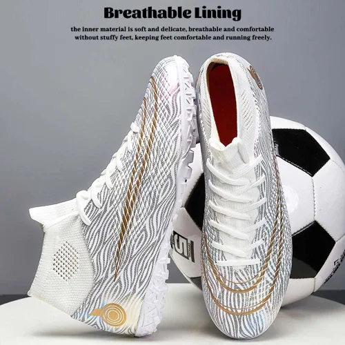 Vista 3 de Maylrvjv Zapatos de fútbol para hombre, botas de fútbol para niños grandes, transpirables, ligeros, para exteriores, interiores, profesionales