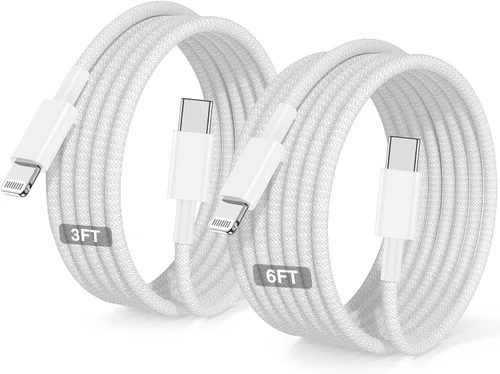 Vista 14 de Cable USB C a Lightning de 3/3 pies [certificado Apple MFi], cable tipo C a Lightning trenzado de nailon trenzado, cable de carga USBC a Lightning