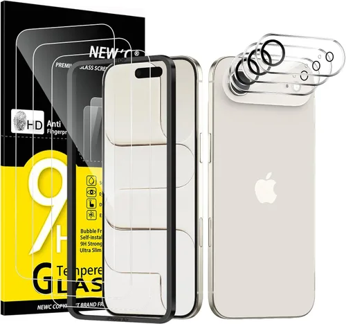 Vista 24 de NEW'C 3x Protector de privacidad para pantalla de iPhone 13 (15,49 cm) + 3x Protector de lente de cámara, protección del sensor, película de vidrio
