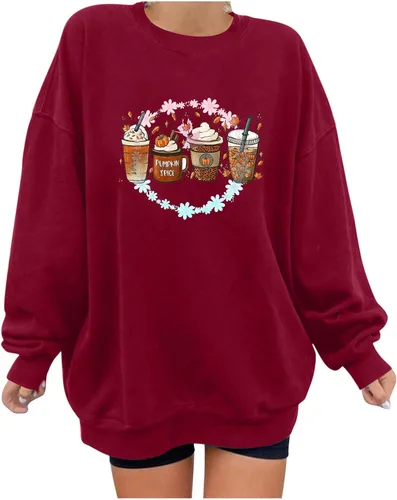 Vista 2 de Vifucz Sudadera de Halloween con cuello redondo para mujer, estampado de calabaza, mangas caídas, jersey con letras