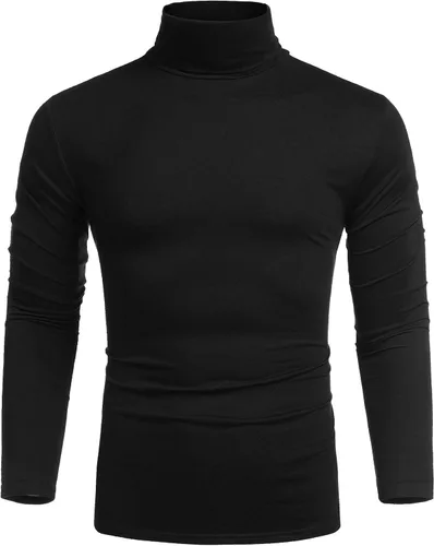 Vista 4 de COOFANDY Camisetas casuales de cuello alto para hombre, ligeras, básicas, de algodón