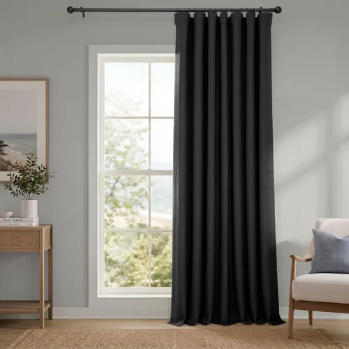 Vista 47 de HPD Half Price Drapes - Cortinas de lino sintético para sala de estar (2 paneles) - 100 pulgadas de ancho x 84 pulgadas de largo - Cortinas