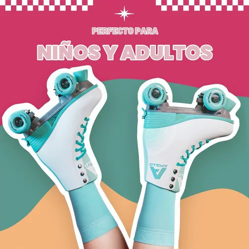 Vista 9 de APOLLO Patines de ruedas – Patines retro para niñas y mujeres – Patines cuádruples ajustables con tacón alto – Disco Quads Reina bailando