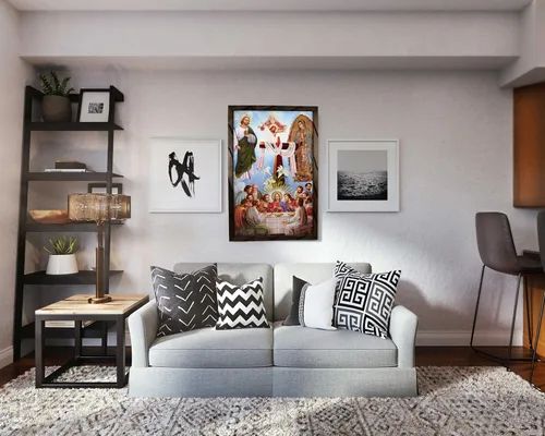 Vista 3 de Mrcjsales: Pascua; Última cena, Guadalupe, San Judas, Jesús, en marco rústico, pintura al óleo, 24 x 36 pulgadas, 13 x 18 pulgadas, 10 x 12