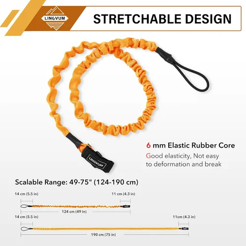 Vista 2 de Correa de remo para kayak, correa elástica para remo en espiral, cuerda para kayak, canoa, canoa, cañas de pesca, accesorios de remo de kayak