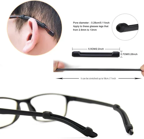 Vista 4 de SMARTTOP - Fundas de orejas antideslizantes para gafas, sujetadores de orejas de silicona suave para hombres, mujeres y niños, para deportes, Negro