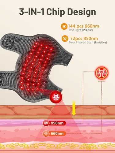 Vista 8 de RELEXNOW Terapia de luz roja inalámbrica para hombro, terapia de luz cercana al infrarrojo portátil para comodidad de hombros y articulaciones