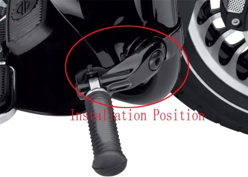 Vista 7 de HK MOTO - Kit 111 - Kit de montaje de clavijas de pie ajustable en ángulo corto negro de 2.5 pulgadas para protector de motor de 1.25