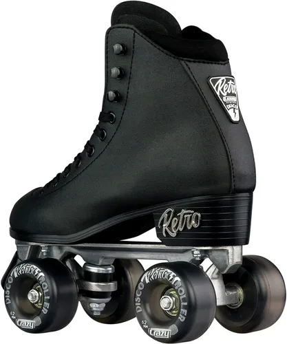 Vista 4 de Crazy Skates Retro Roller Skates Adjustable or Fixed Sizes Classic Quad Skates for Men, Women and Girls Negro