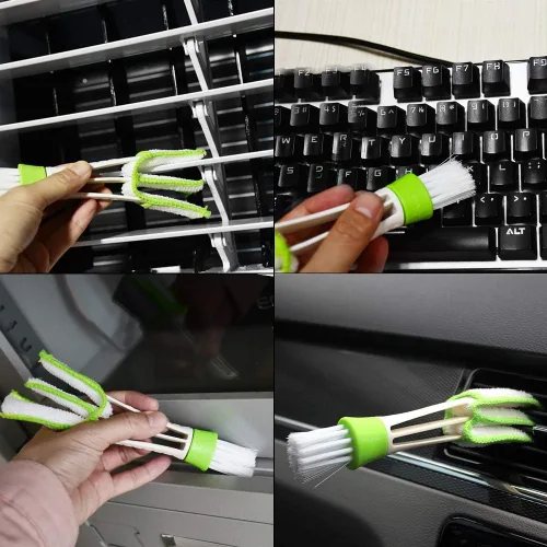 Vista 7 de Cepillo de limpieza multifunción para ventilación de aire del automóvil, 2 fundas de microfibra, herramientas de limpieza para teclado, ventana