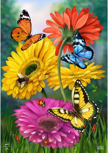Vista 8 de Briarwood Lane - Bandera con mariposas, flores en primavera para el hogar y con texto motivacional "Be Grateful" (Sé agradecido), 28 x 40 pulgadas