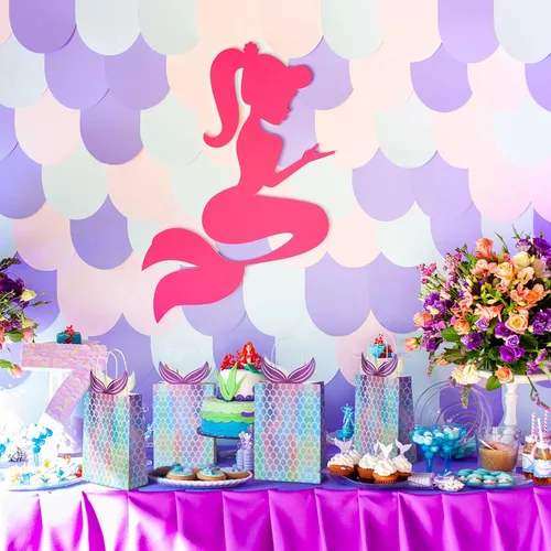 Vista 4 de Chinco 10 bolsas de regalo de sirena, regalos de fiesta, bolsas de dulces con asa, suministros de fiesta de sirena para niñas, cumpleaños, baby