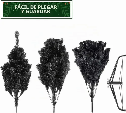 Vista 7 de Árbol de Navidad artificial Casafield de abeto negro de 6 pies con soporte de metal resistente